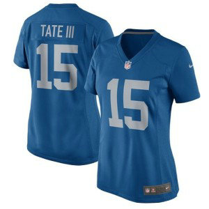 Nike Detroit Lions 15 Golden Tate III Game Navy Blue Women Jersey
