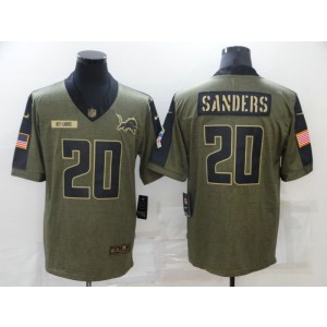 Nike Detroit Lions 20 Barry Sanders 2021 Olive Salute To Service Limited Men Jersey