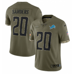 Nike Detroit Lions 20 Barry Sanders Olive 2022 Salute To Service Limited Men Jersey