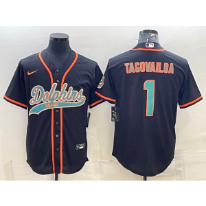 Nike Dolphins 1 Tua Tagovailoa Black Vapor Baseball Limited Men Jersey
