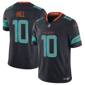 Nike Dolphins 10 Tyreek Hill Black 2025 Rivalries F.U.S.E. Vapor Limited Men Jersey