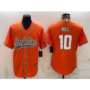 Nike Dolphins 10 Tyreek Hill Orange Vapor Baseball Limited Men Jersey