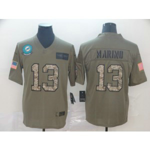 Nike Dolphins 13 Dan Marino 2019 Olive Camo Salute To Service Limited Men Jersey
