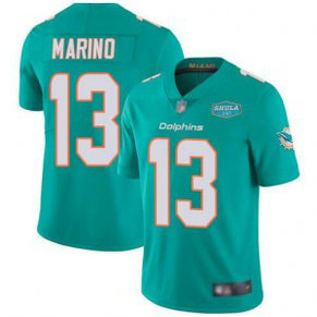 Nike Dolphins 13 Dan Marino Aqua With 347 Shula Patch Vapor Limited Men Jersey