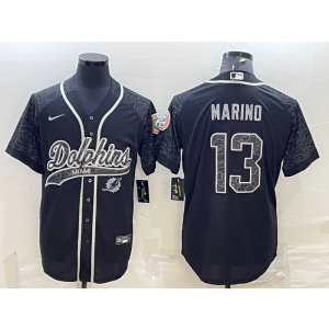 Nike Dolphins 13 Dan Marino Black Reflective Vapor Baseball Limited Men Jersey