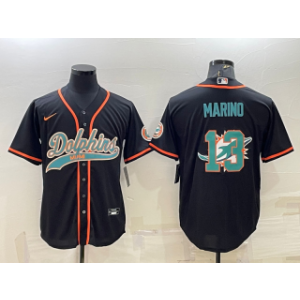Nike Dolphins 13 Dan Marino Black Team Big Logo With Patch Vapor Baseball Limited Men Jersey