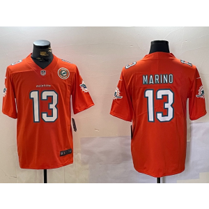 Nike Dolphins 13 Dan Marino Orange Team Logo Vapor Limited Men Jersey