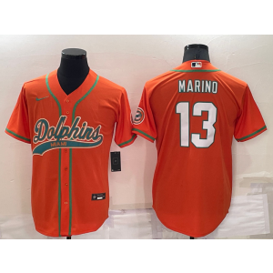 Nike Dolphins 13 Dan Marino Orange Vapor Baseball Limited Men Jersey