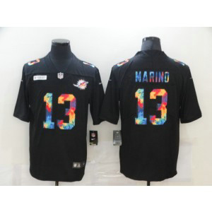 Nike Dolphins 13 Dan Marino Rainbow Black Limited Men Jersey