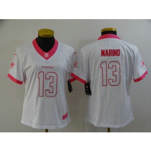 Nike Dolphins 13 Dan Marino White Pink Limited Women Jersey