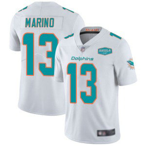Nike Dolphins 13 Dan Marino White With 347 Shula Patch Vapor Limited Men Jersey
