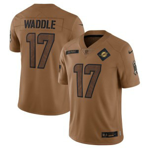 Nike Dolphins 17 Jaylen Waddle 2023 Brown Salute To Service Limited Men Jersey