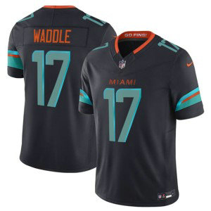 Nike Dolphins 17 Jaylen Waddle Black 2025 Rivalries F.U.S.E. Vapor Limited Men Jersey