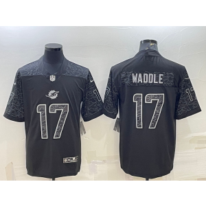 Nike Dolphins 17 Jaylen Waddle Black Reflective Vapor Limited Men Jersey