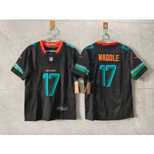 Nike Dolphins 17 Jaylen Waddle Black Rivalries F.U.S.E. Vapor Limited Youth Jersey