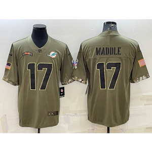 Nike Dolphins 17 Jaylen Waddle Olive 2022 Salute To Service Limited Men Jersey