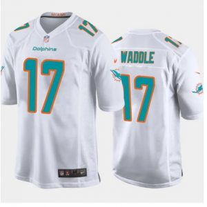 Nike Dolphins 17 Jaylen Waddle White 2021 NFL Draft Vapor Limited Men Jersey
