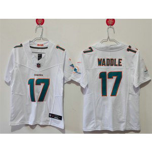 Nike Dolphins 17 Jaylen Waddle White F.U.S.E. Vapor Limited Women Jersey(Run Small)