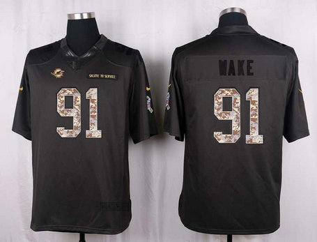 Nike Dolphins 91 Cameron Wake Anthracite Salute To Service Limited Jersey
