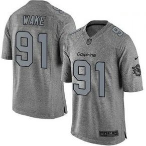 Nike Dolphins 91 Cameron Wake Gray Men Stitched NFL Limited Gridiron Gray Jersey