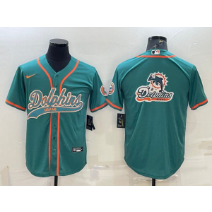 Nike Dolphins Blank Aqua Vapor Baseball Logo Limited Men Jersey