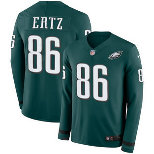 Nike Eagles #86 Zach Ertz Green Long Sleeve Limited Jersey