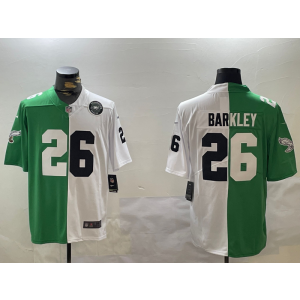 Nike Eagles & Lions 26 Saquon Barkley Green White Split Vapor Limited Men Jersey