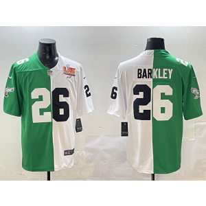 Nike Eagles & Lions 26 Saquon Barkley Split 2025 Super Bowl LIX Champion Vapor Limited Men Jersey