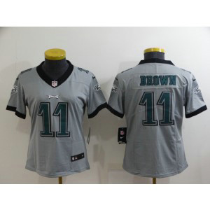 Nike Eagles 1 A. J. Brown Grey Inverted Legend Limited Women Jersey