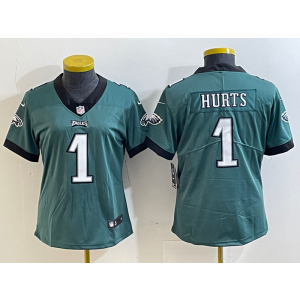 Nike Eagles 1 Hurts Green Vapor Untouchable Limited Women Jersey