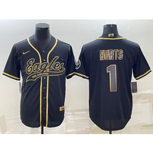 Nike Eagles 1 Jalen Hurts Black Gold Vapor Baseball Limited Men Jersey