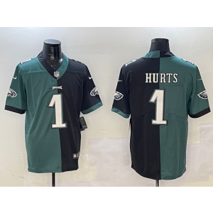 Nike Eagles 1 Jalen Hurts Black Green Split Vapor Limited Men Jersey