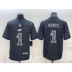 Nike Eagles 1 Jalen Hurts Black Reflective Vapor Limited Men Jersey