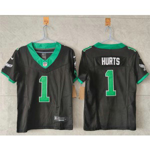 Nike Eagles 1 Jalen Hurts Black Throwback F.U.S.E. Vapor Limited Women Jersey(Run Small)