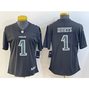 Nike Eagles 1 Jalen Hurts Black Vapor Limited Women Jersey