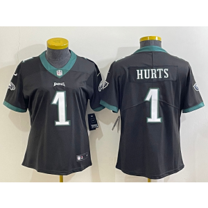 Nike Eagles 1 Jalen Hurts Black Vapor Untouchable Limited Women Jersey