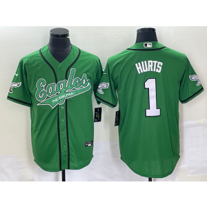 Nike Eagles 1 Jalen Hurts Green Baseball Vapor Limited Men Jersey