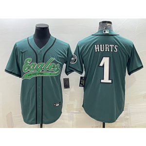 Nike Eagles 1 Jalen Hurts Green Vapor Baseball Limited Men Jersey