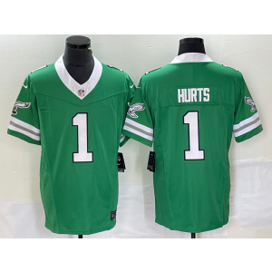 Nike Eagles 1 Jalen Hurts Green White 2023 F.U.S.E Vapor Limited Men Jersey