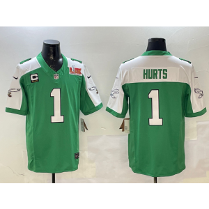 Nike Eagles 1 Jalen Hurts Thanksgiving Day 2025 Super Bowl LIX F.U.S.E. Vapor Limited Men Jersey with C Patch