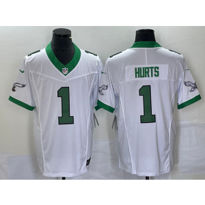 Nike Eagles 1 Jalen Hurts White 2023 F.U.S.E Vapor Limited Men Jersey