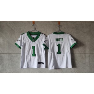 Nike Eagles 1 Jalen Hurts White Green F.U.S.E Vapor Limited Women Jersey(Run Small)