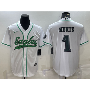 Nike Eagles 1 Jalen Hurts White Vapor Baseball Limited Men Jersey