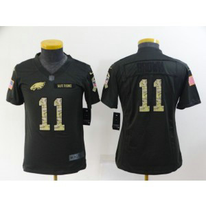 Nike Eagles 11 A. J. Brown Black Camo Salute to Service Limited Youth Jersey