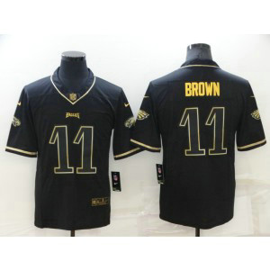 Nike Eagles 11 A. J. Brown Black Gold Vapor Limited Men Jersey