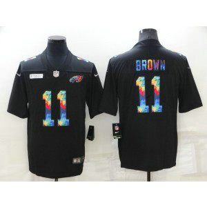 Nike Eagles 11 A. J. Brown Black Rainbow Vapor Limited Men Jersey