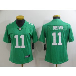 Nike Eagles 11 A. J. Brown Green Vapor Limited Women Jersey