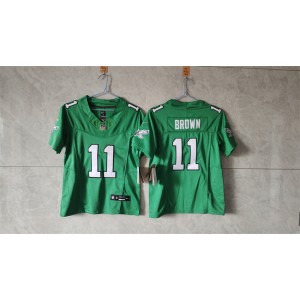 Nike Eagles 11 A. J. Brown Kelly Green F.U.S.E Vapor Limited Women Jersey(Run Small)