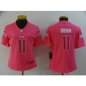 Nike Eagles 11 A. J. Brown Pink Limited Women Jersey