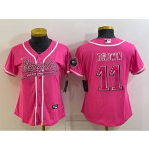 Nike Eagles 11 A. J. Brown Pink Vapor Baseball Limited Women Jersey(Run Small)